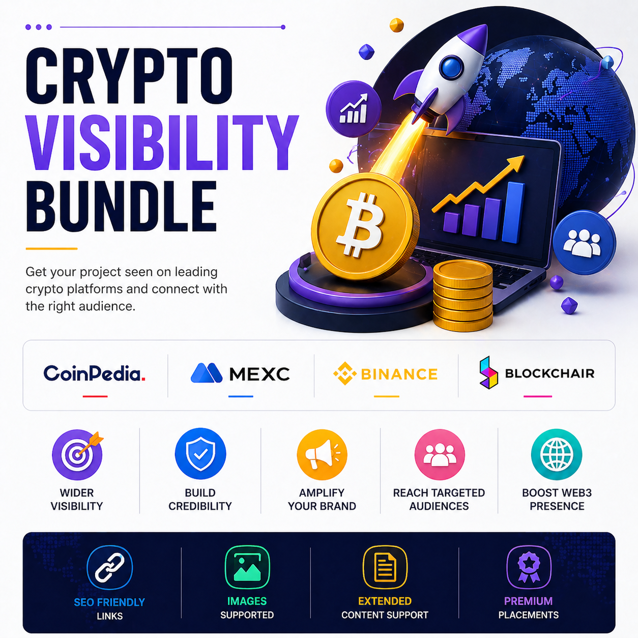 Crypto Visibility Bundle – CoinPedia + MEXC + Binance + Blockchair - Image 1
