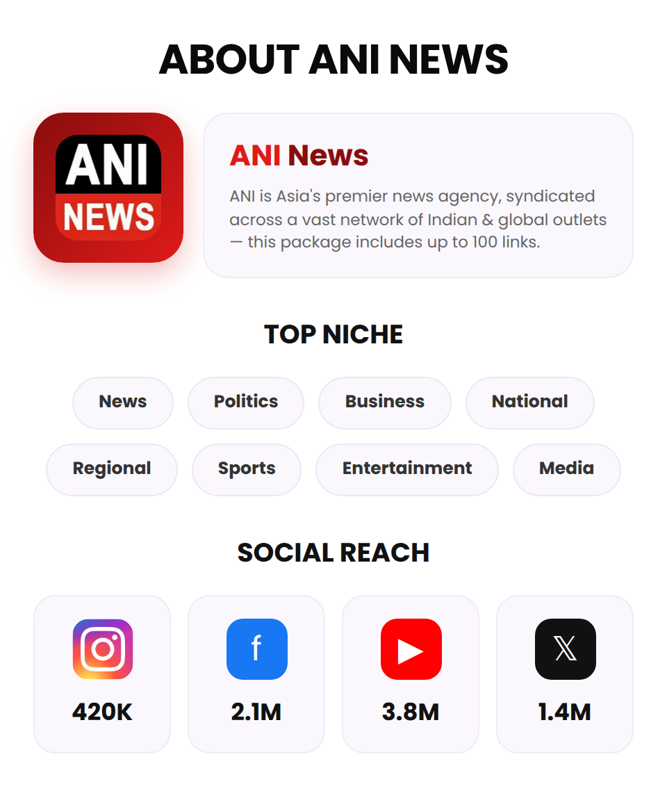 ANI + Upto 100 Links (Indian Press Release) - Image 3