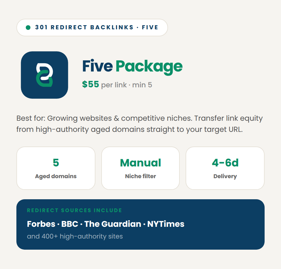 Five - 301 Redirect Backlinks From FORBES, BBC, THE GUARDIAN, NYTIMES &amp; 400+ sites - Image 2